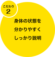 こだわり2。身体の状態をわかりやすくしっかり説明